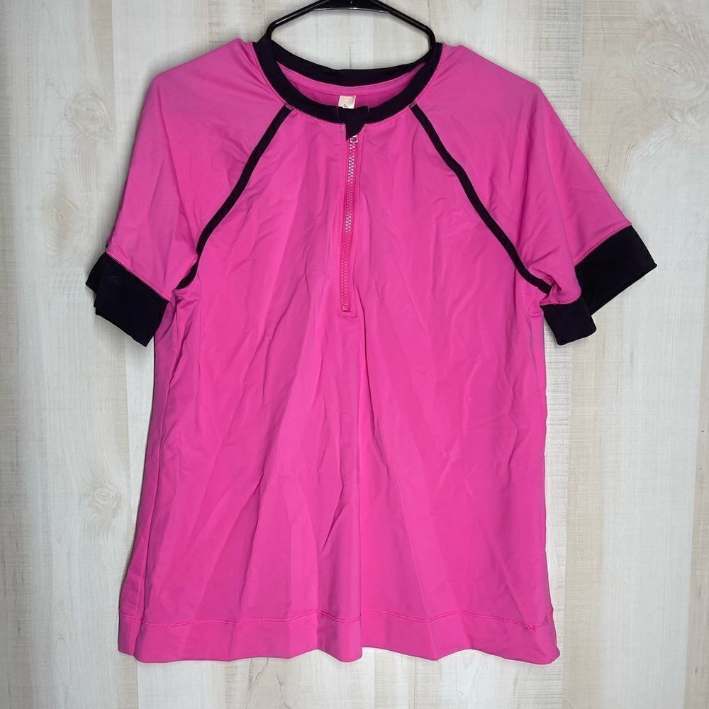 Swim by Cacique pink swim top‎ shirt sleeve, size 16/18